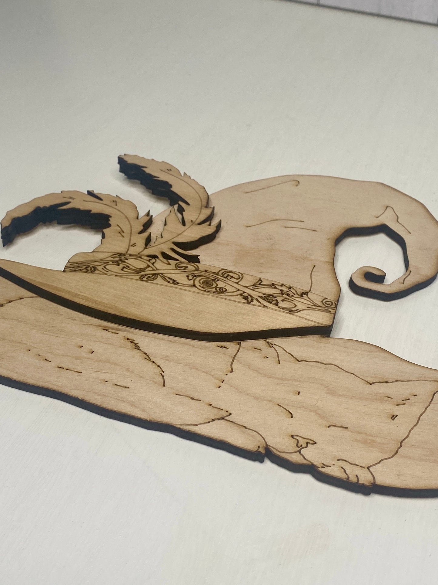 Witch Hat and Kitten Wood Cutout
