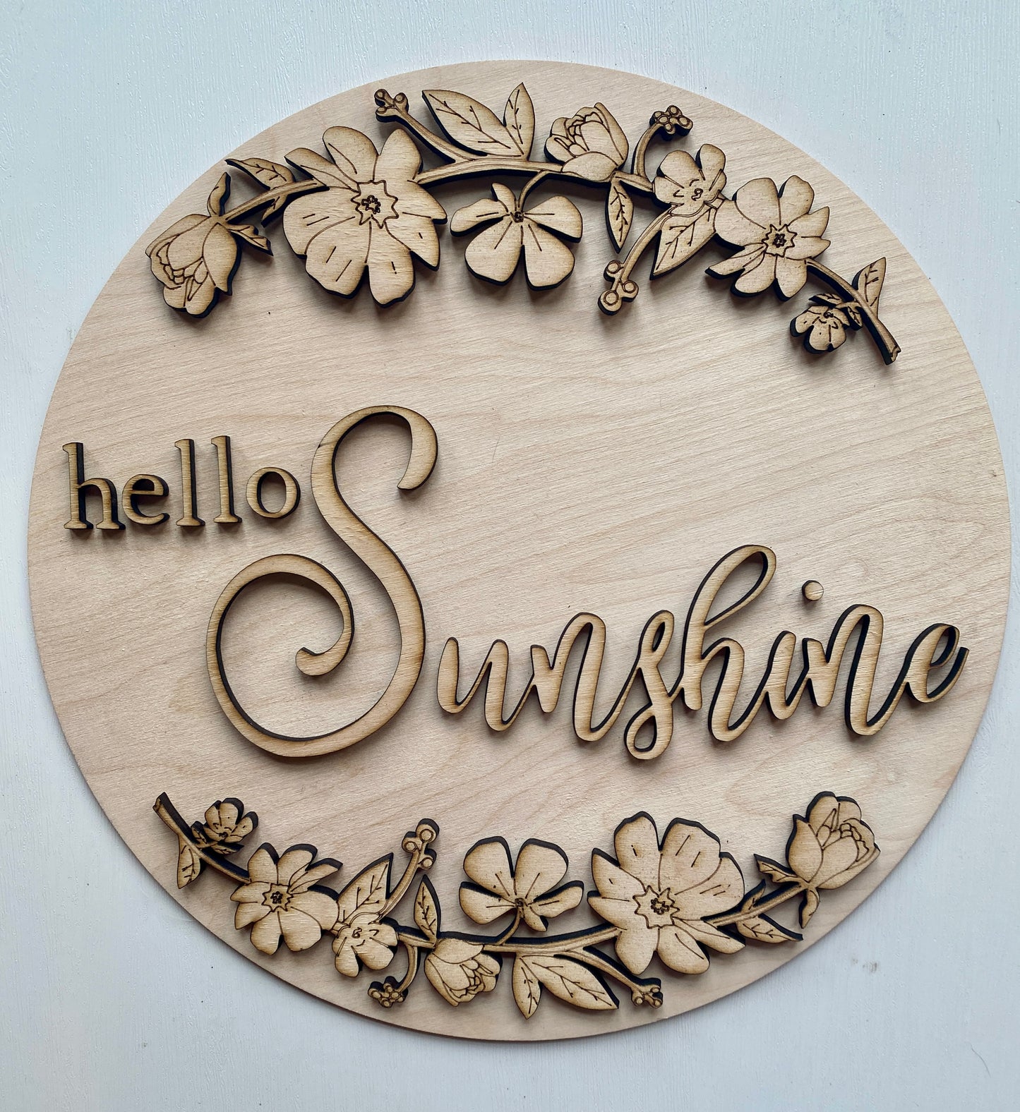 Flower Branches Wood Cutout - 12 x 12 inch round