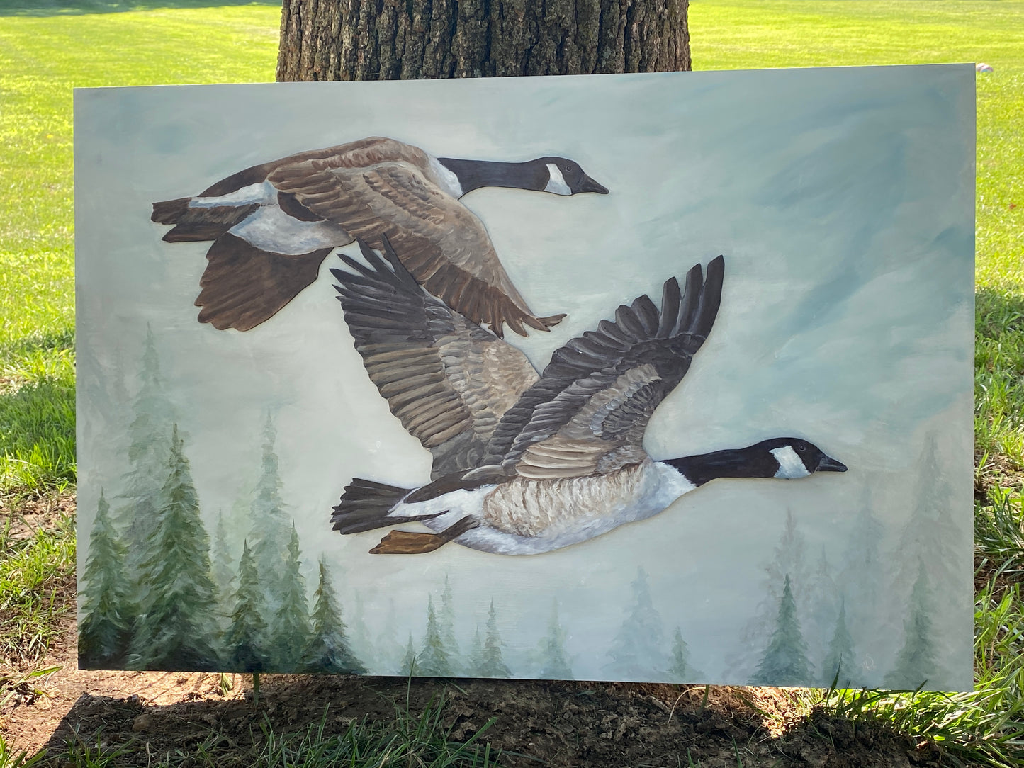 Journey Home – Canada Geese Wildlife Landscape Art (24×36 Original)