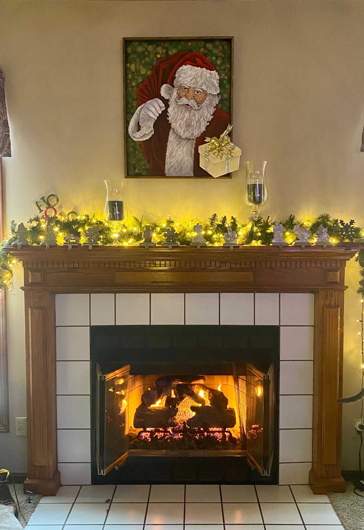 Santa’s Visit – Christmas Santa Mixed Media Art (24×30 Original)