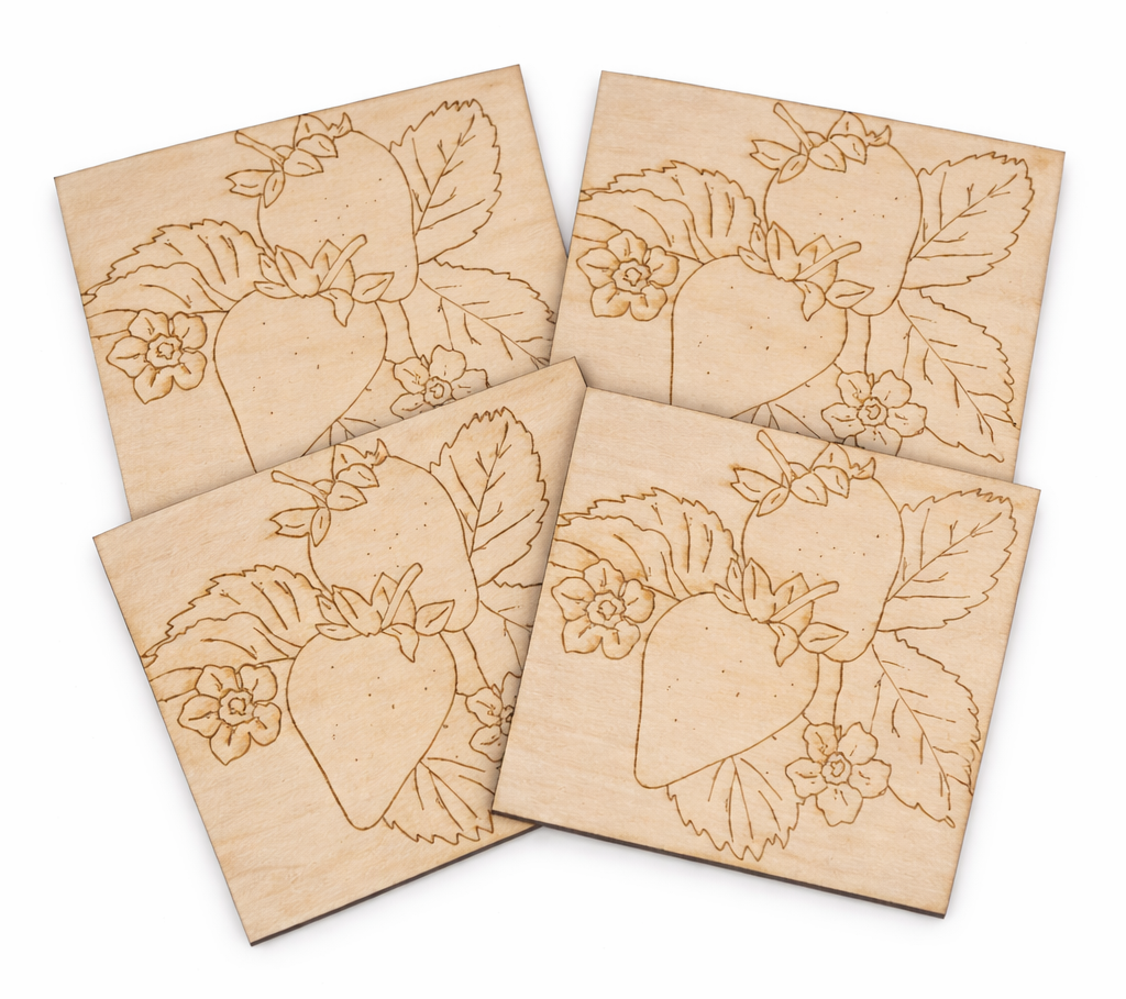 Strawberries – Everyday Art Mini (Engraved Wood Panel Set)