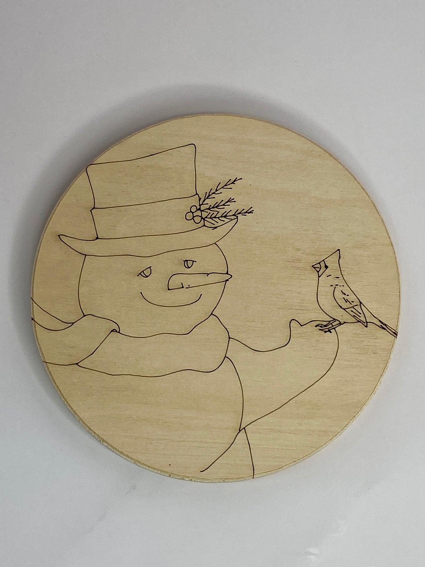 Snowman Round - Engraved Art Panel