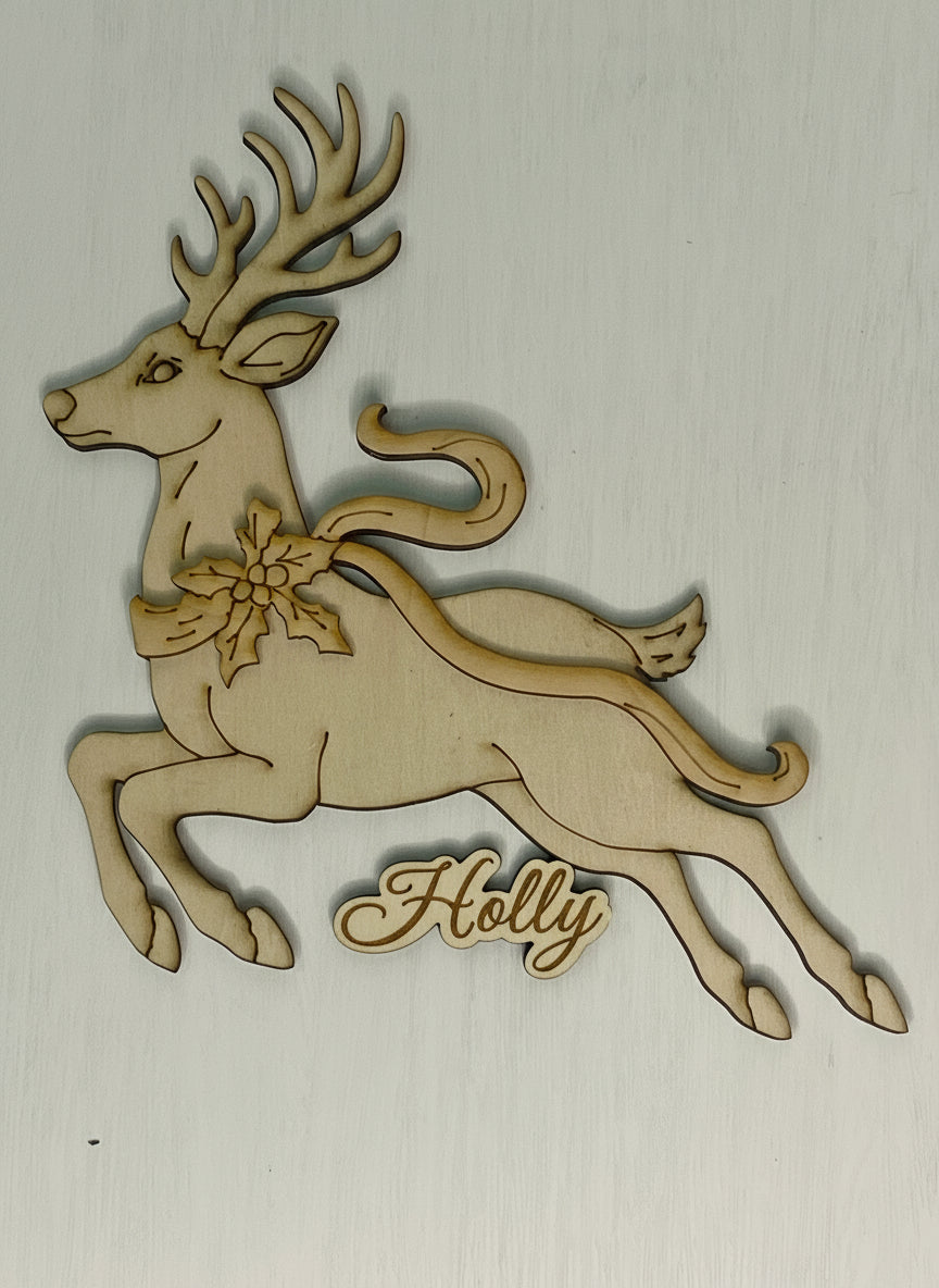 Yuletide Reindeer Wood Cutout
