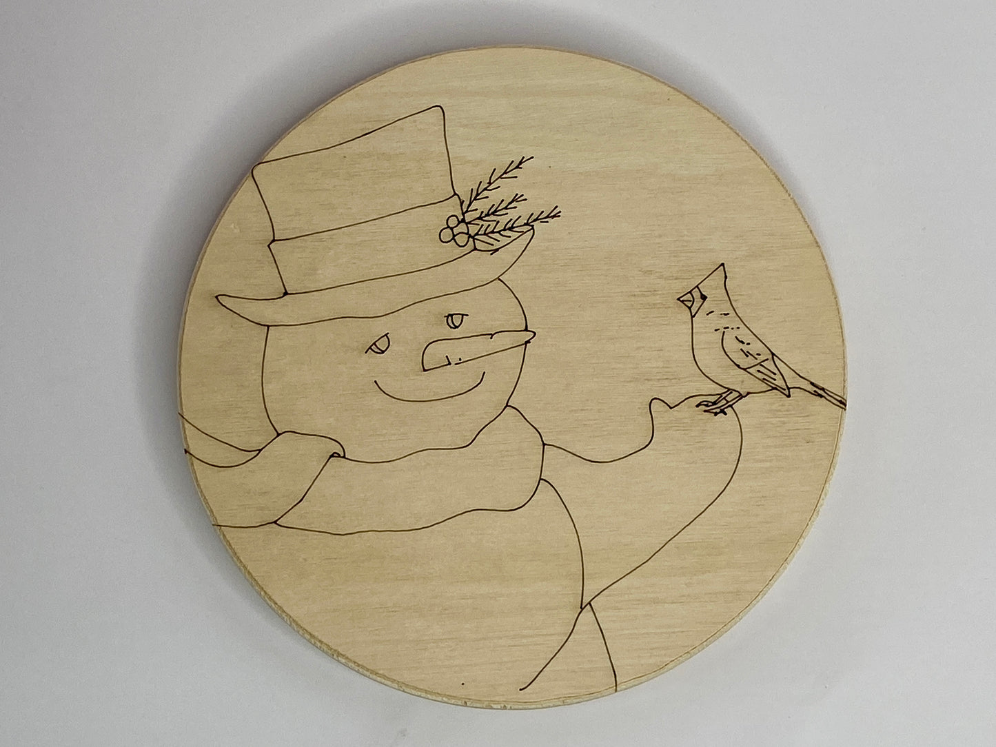 Snowman Round - Engraved Art Panel