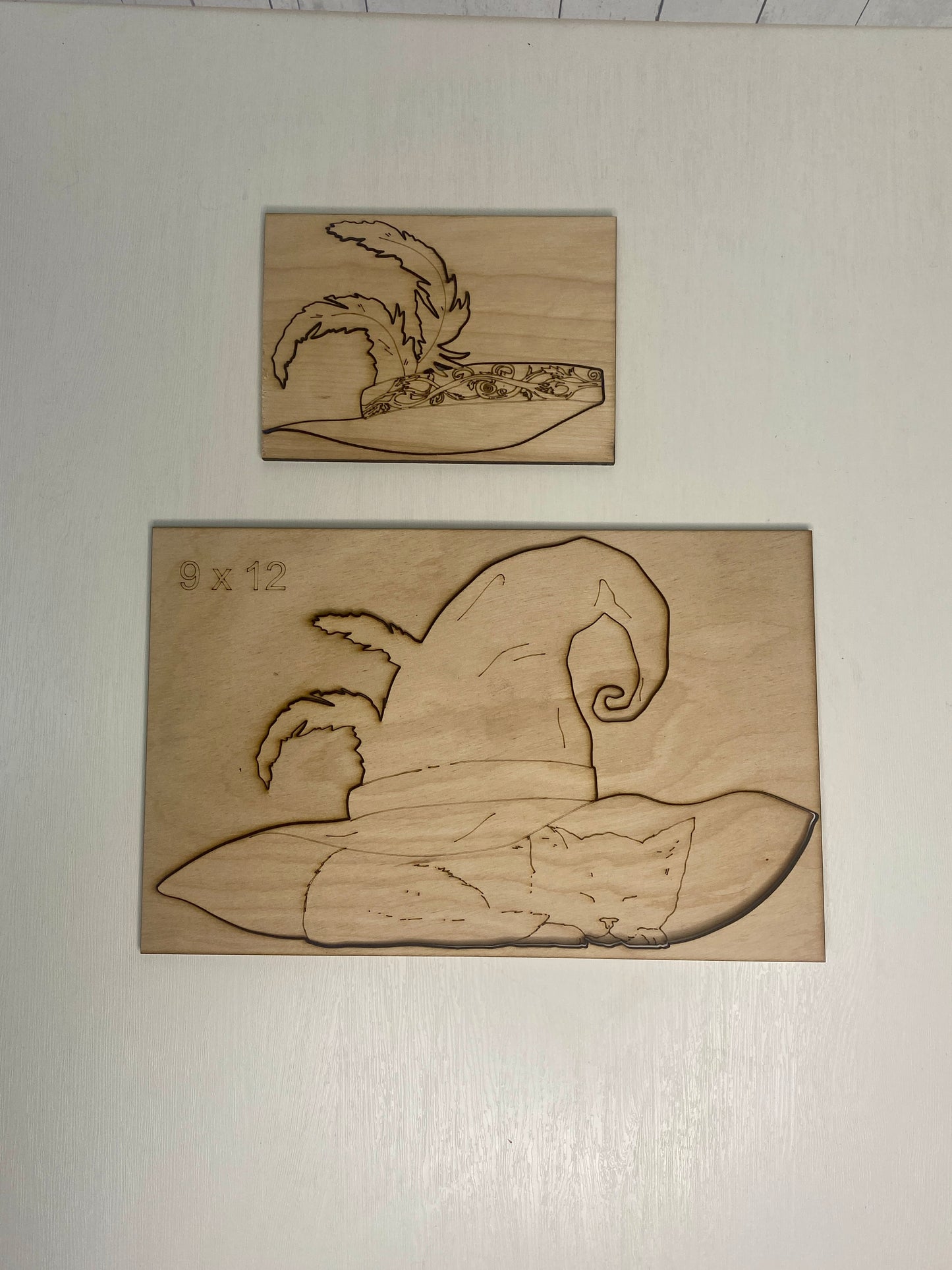 Witch Hat and Kitten Wood Cutout
