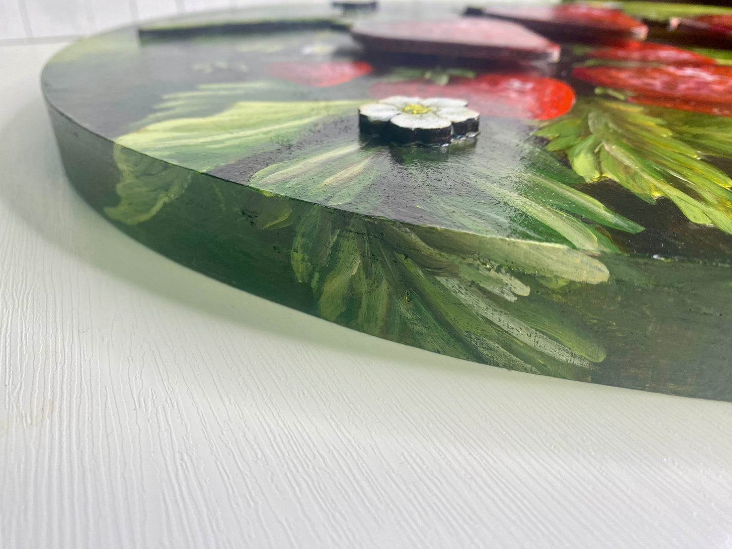Strawberry Fields – Strawberry Botanical Art (18 inch Round Original)