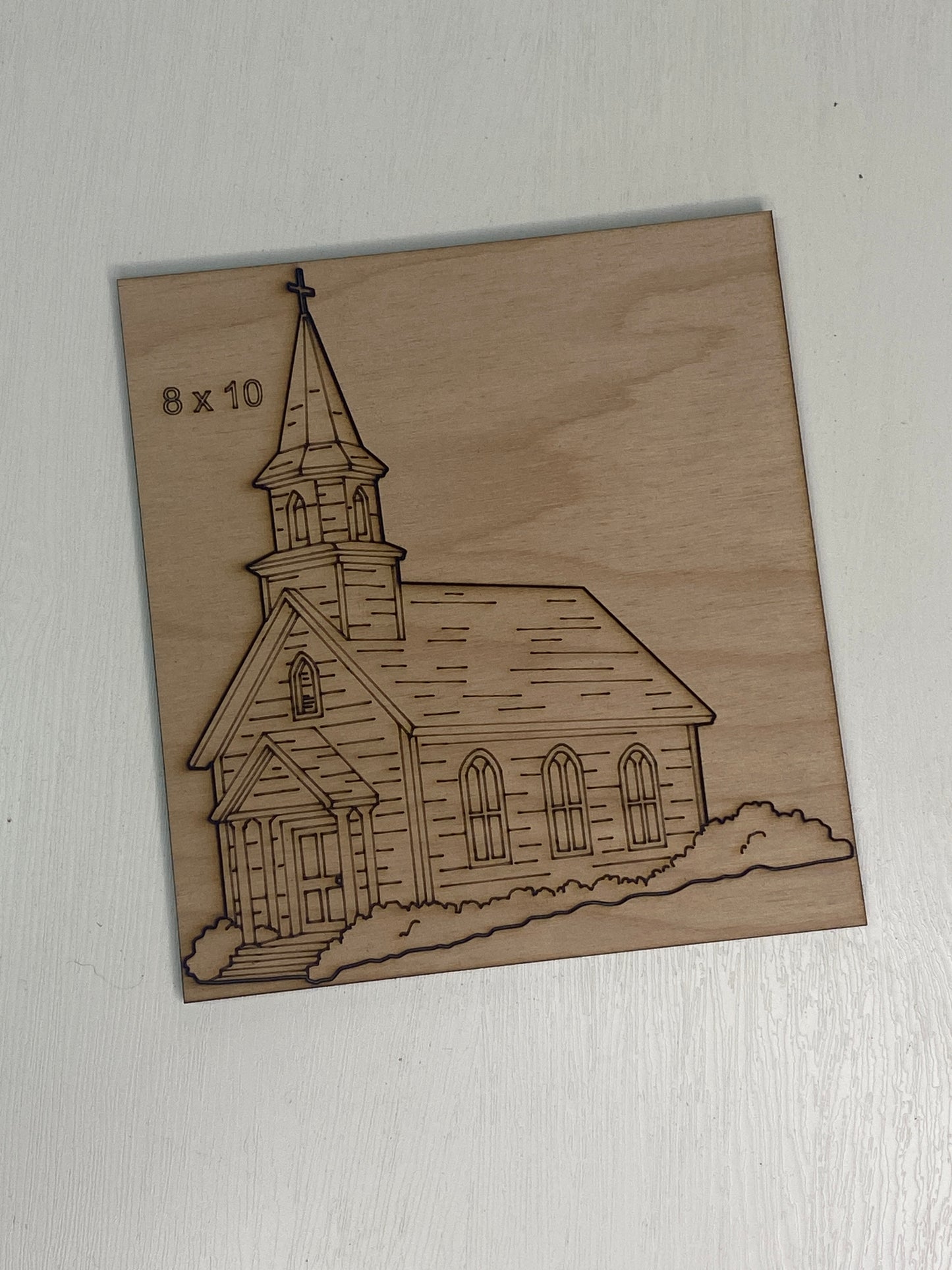 Winter Chapel Wood Cutout