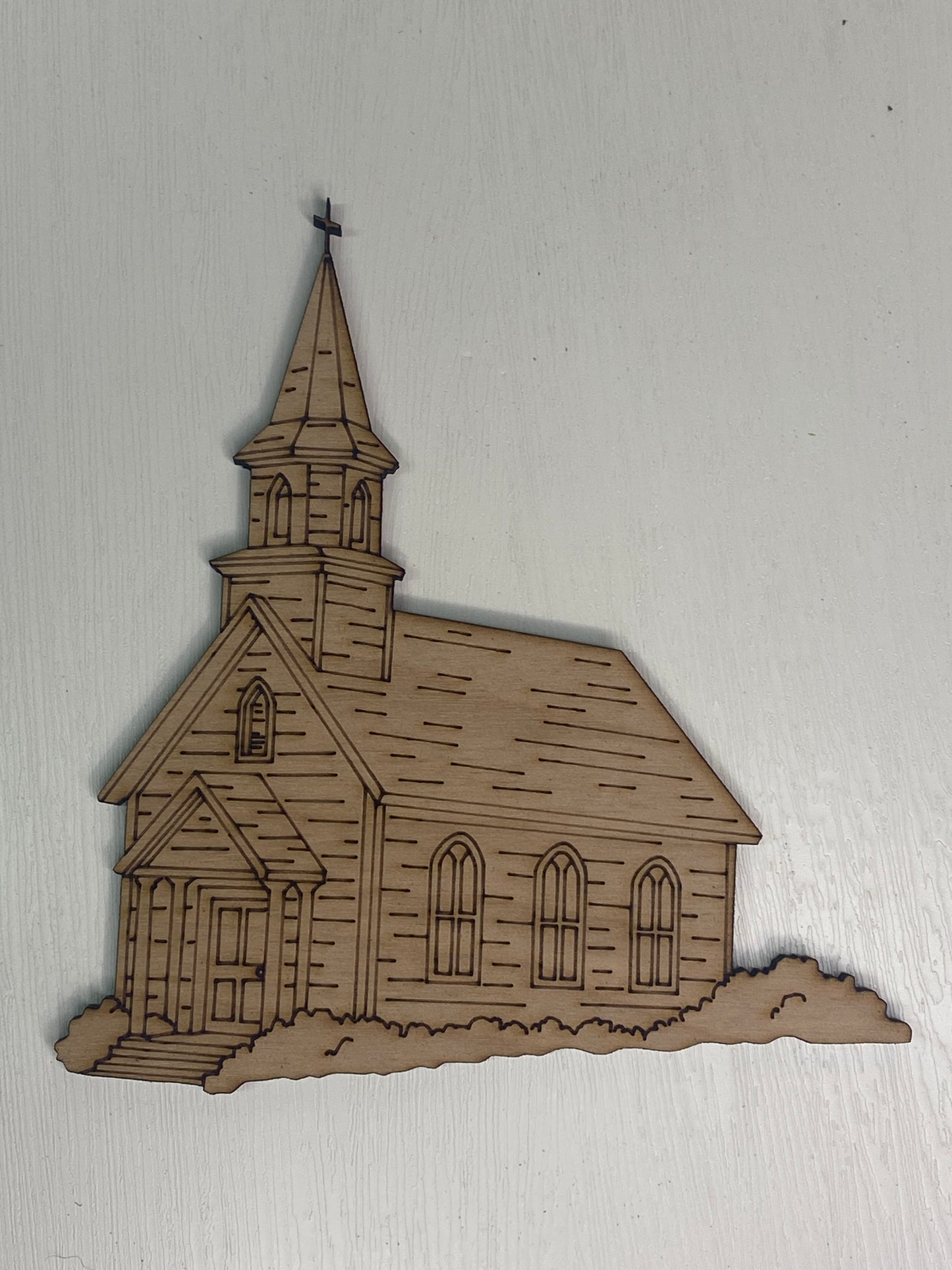 Winter Chapel Wood Cutout