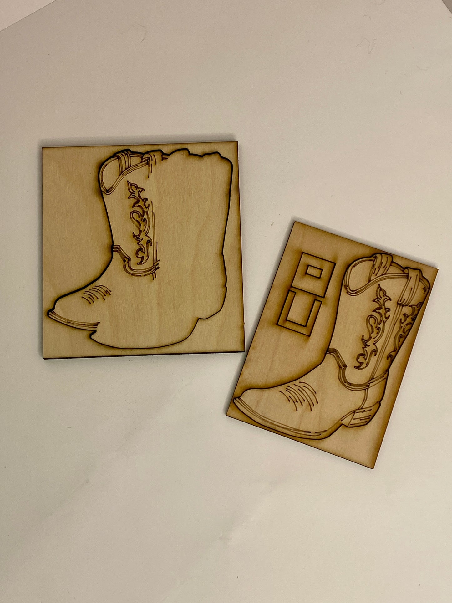 Cowboy Boots Ornament Wood Cutout - Set of 2