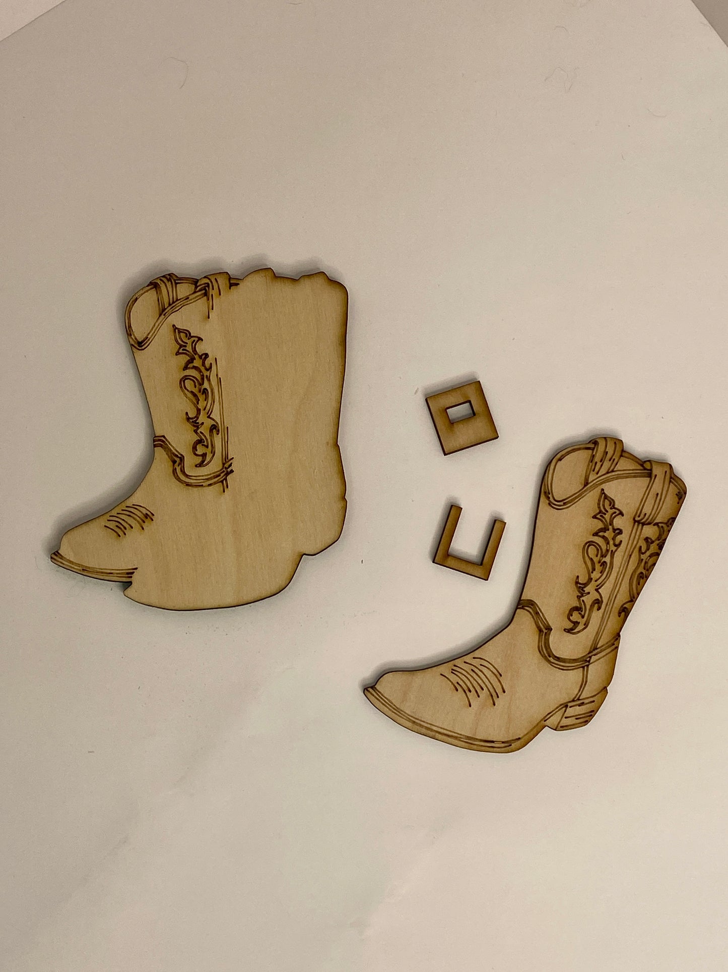 Cowboy Boots Ornament Wood Cutout - Set of 2