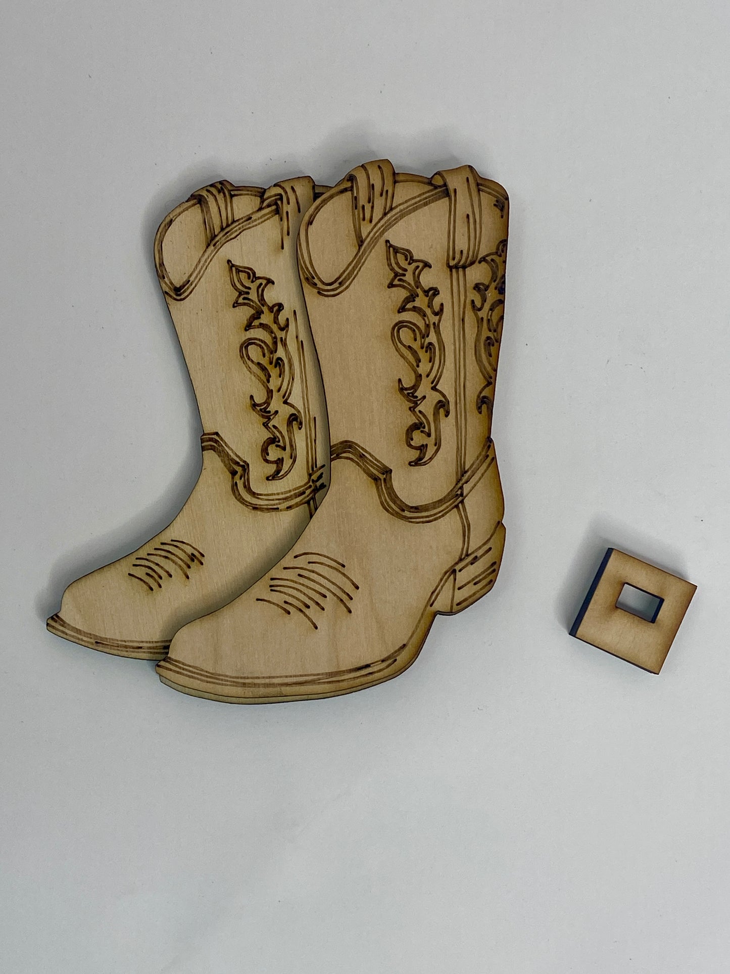 Cowboy Boots Ornament Wood Cutout - Set of 2