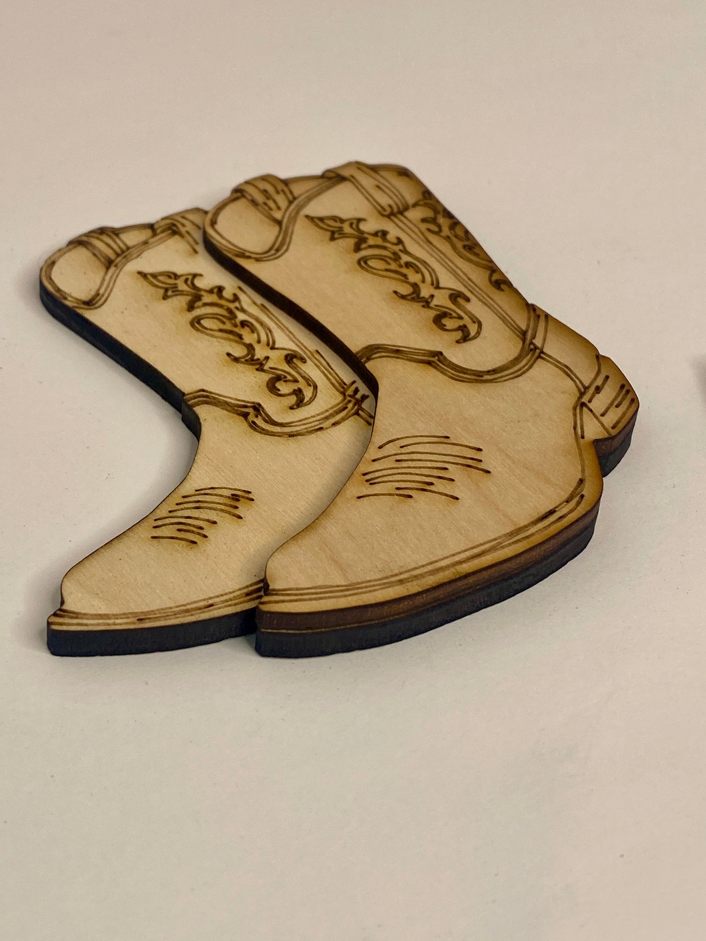 Cowboy Boots Ornament Wood Cutout - Set of 2