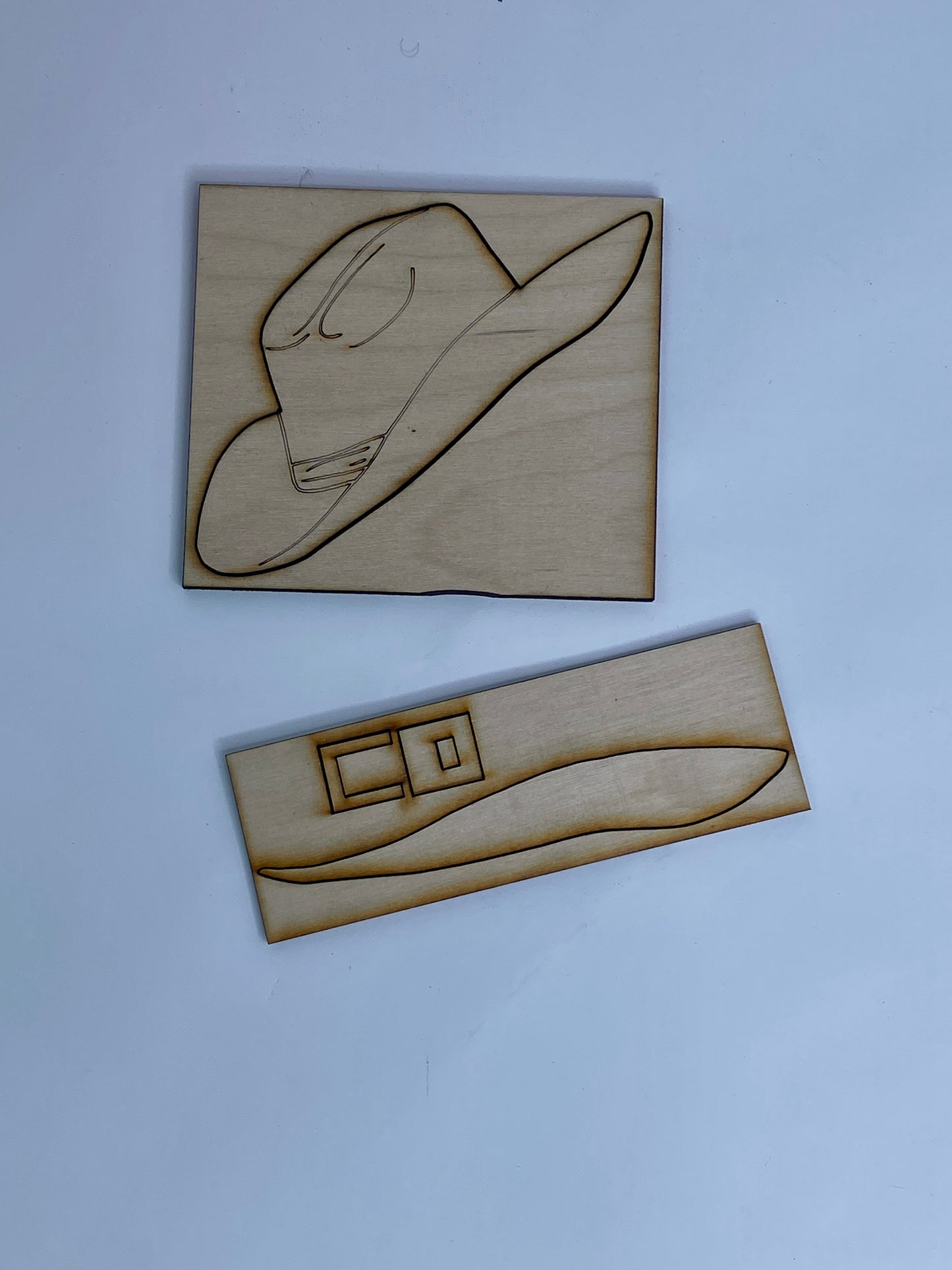 Cowboy Hat Ornament Wood Cutout - Set of 2