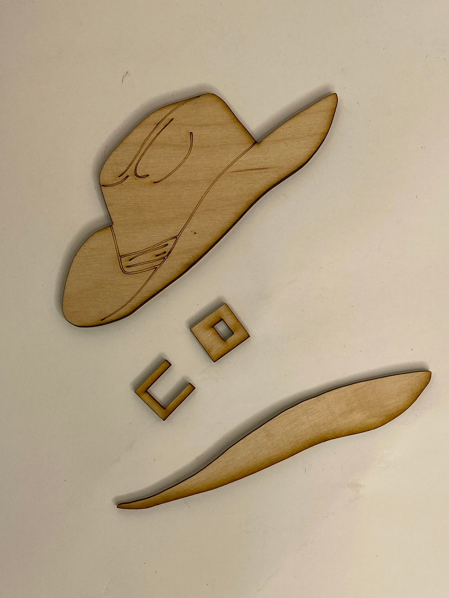 Cowboy Hat Ornament Wood Cutout - Set of 2