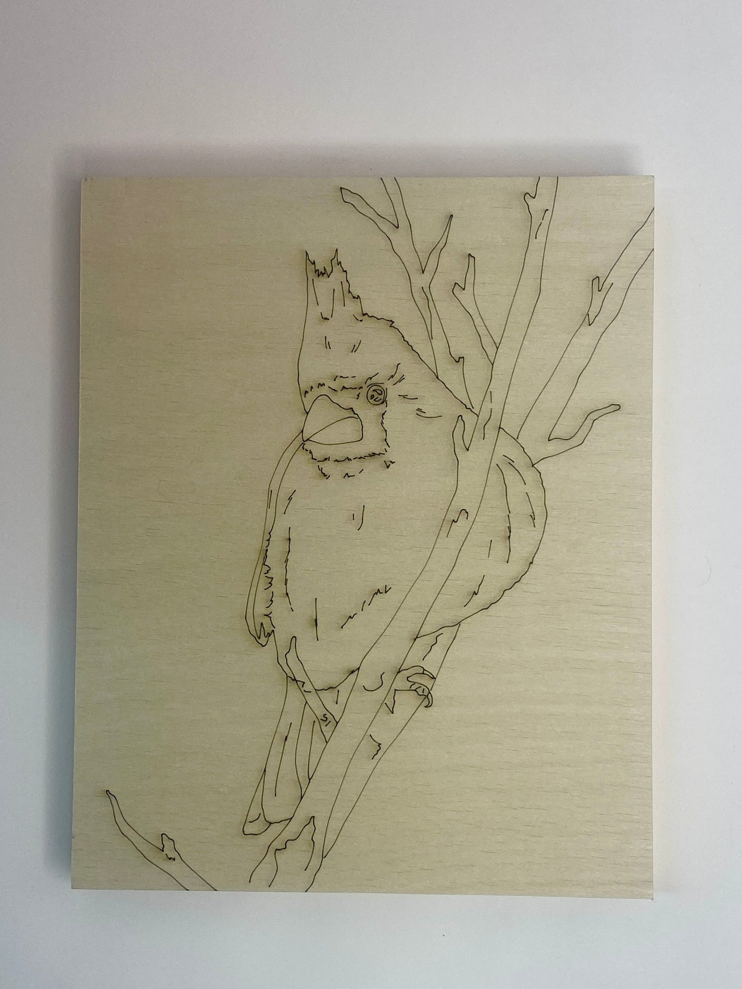 Mrs. Cardinal – Engraved Art Panel and Wood Cutout