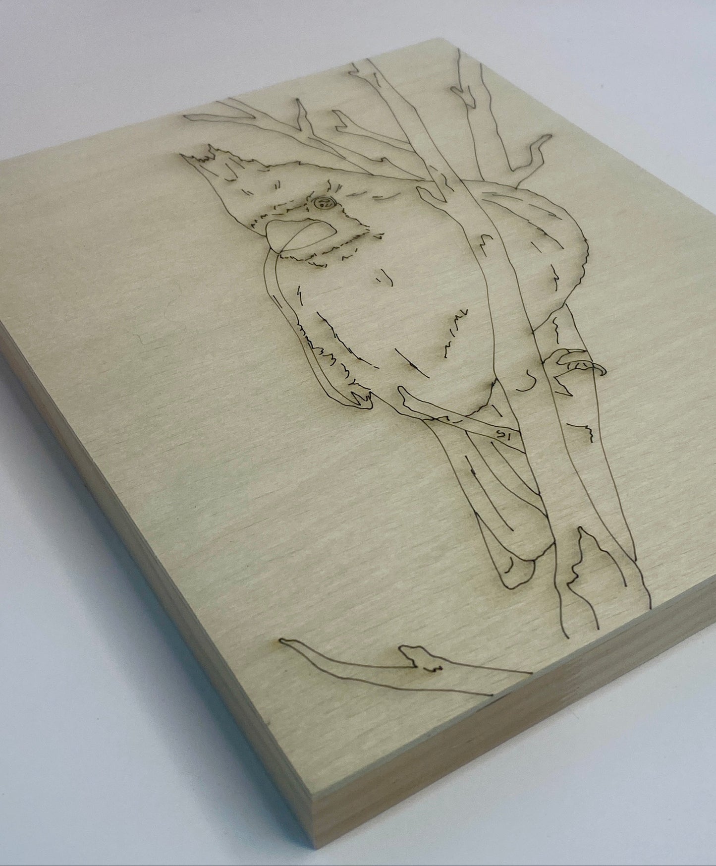 Mrs. Cardinal – Engraved Art Panel and Wood Cutout