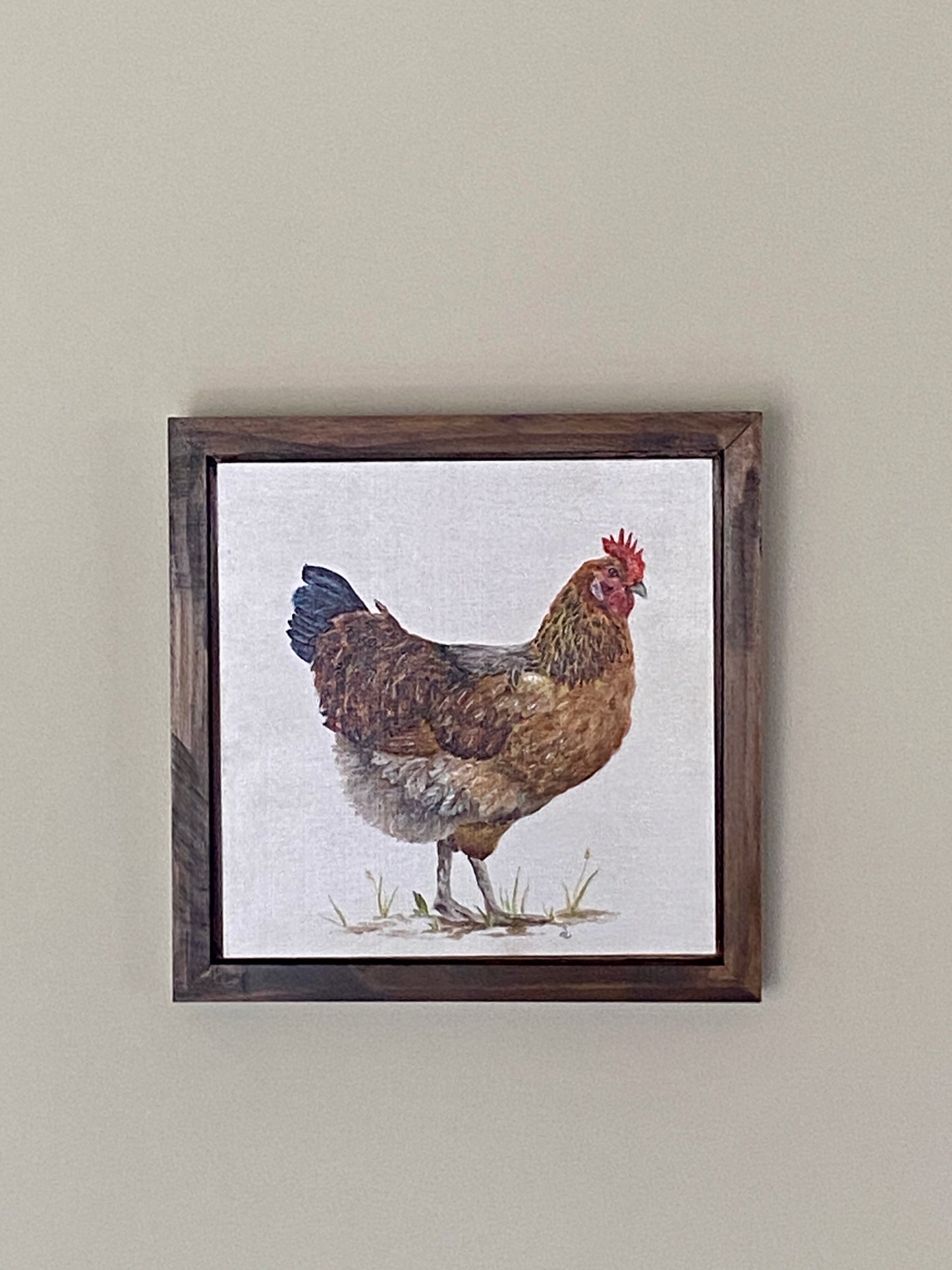 Goldie — Farm Hen Acrylic Painting (12×12 Original)
