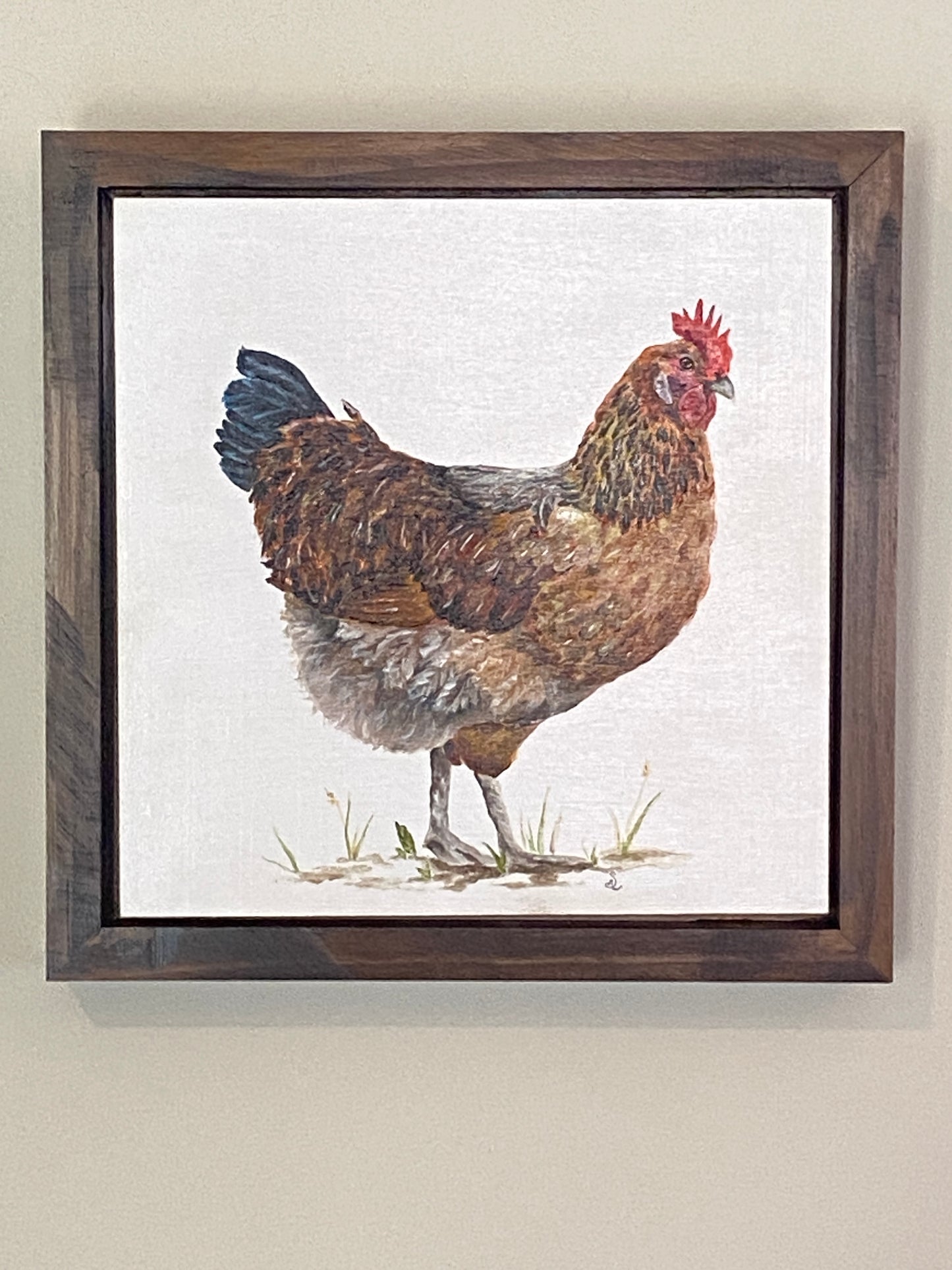 Goldie — Farm Hen Acrylic Painting (12×12 Original)