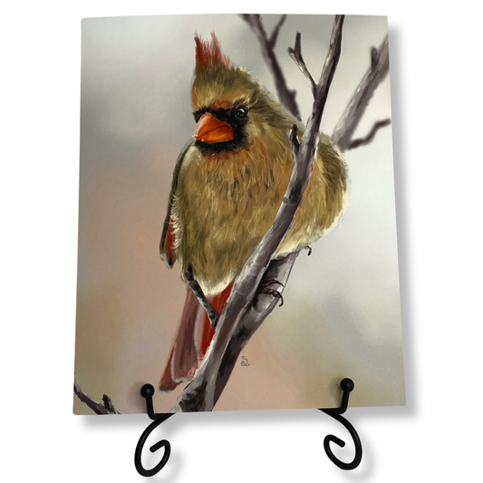 Mrs. Cardinal – Fine Art Giclée Print (8 × 10 Bird Artwork)