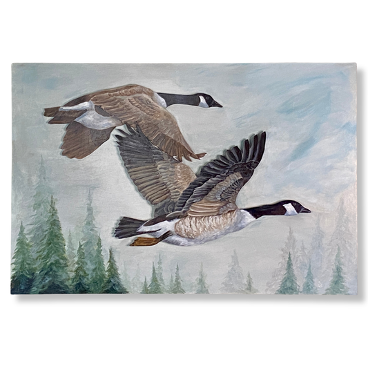 Journey Home – Canada Geese Wildlife Landscape Art (24×36 Original)