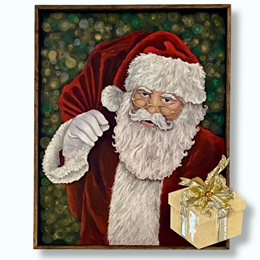 Santa’s Visit – Christmas Santa Mixed Media Art (24×30 Original)